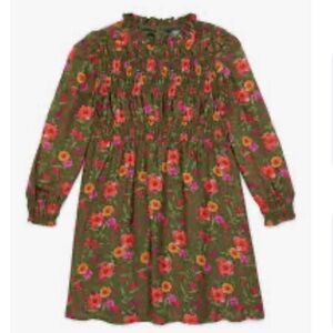 Charming Floral Kids Dress in Green